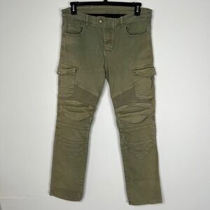 Volero Mens Olive Green Motorcycle Pants Ribbed Knee Tactical Utility Size 35x30